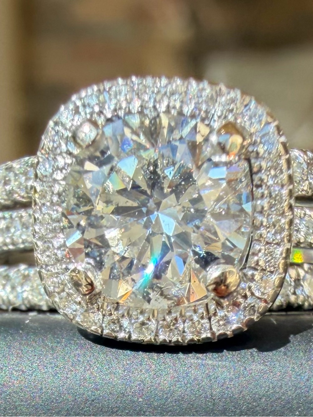 Robbins Brothers Certified Diamond 1.02 CT Halo Ring - 18k White Gold Tone